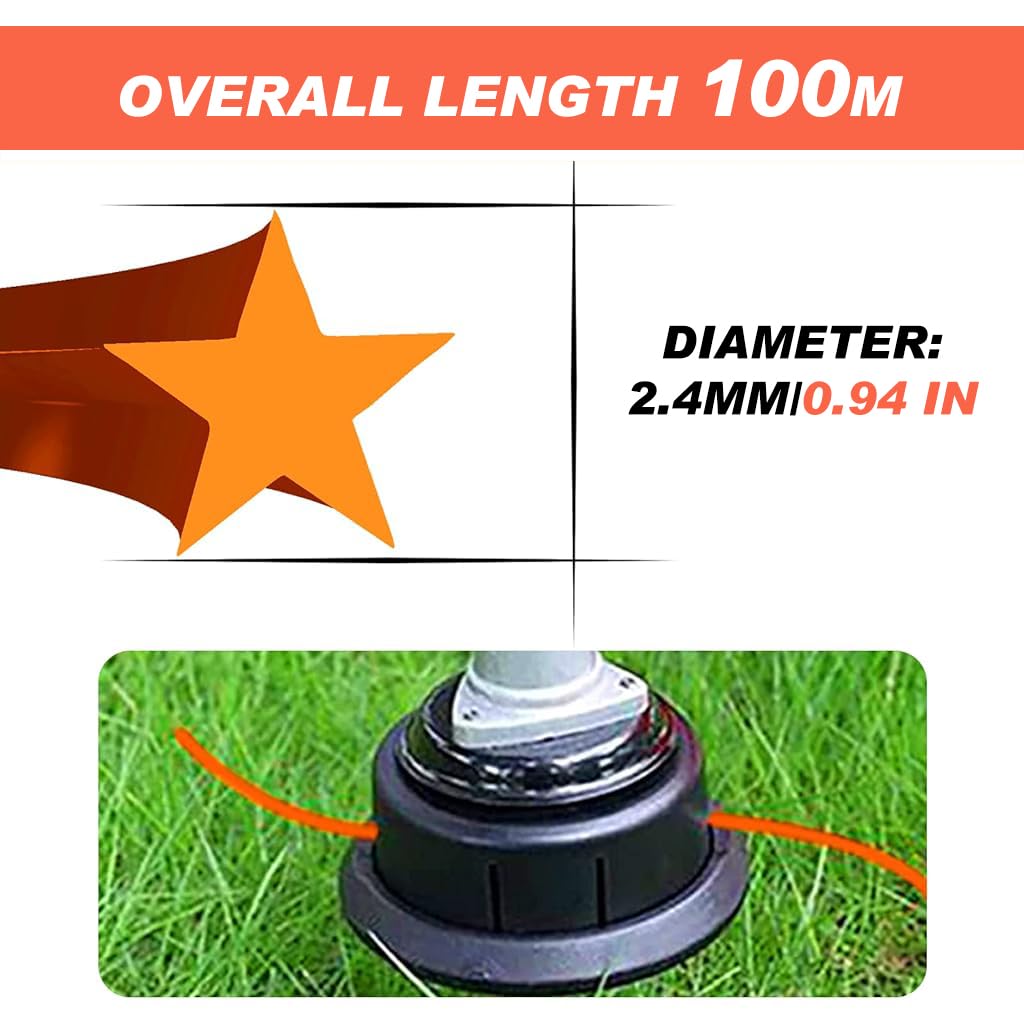HASTHIP String Trimmer Line 2.4mm x 100m for Weed Trimming with Universal Fit | Nylon Rope