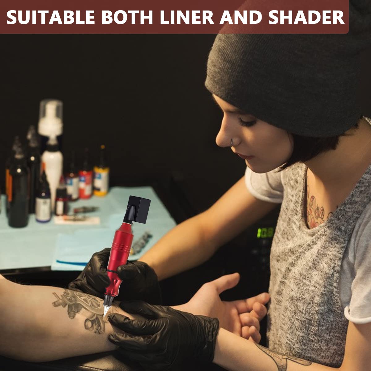 HASTHIP Tattoo Machine Kit for Beginners with Coreless Motor and 10 Needles | Aluminum Pen