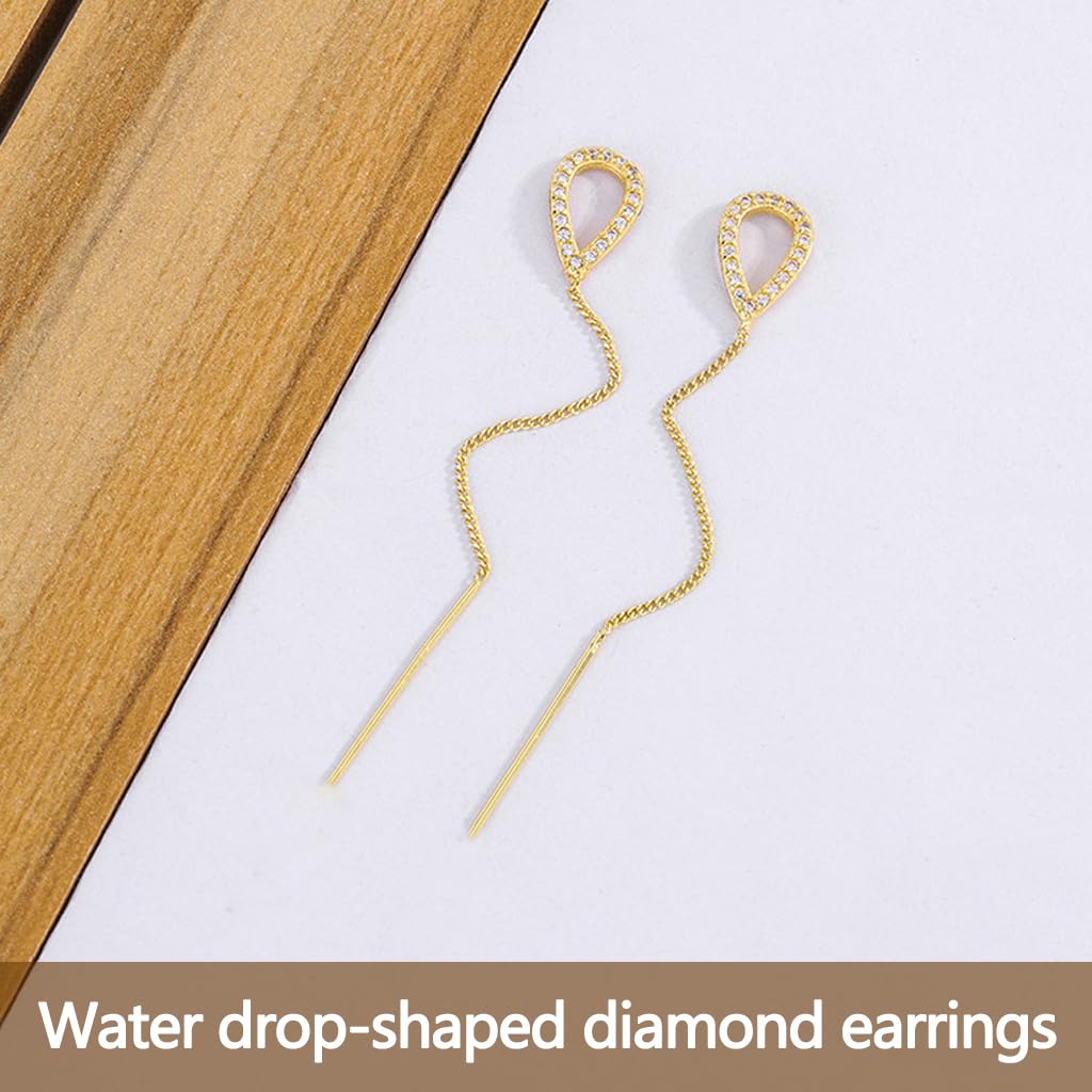 ZIBUYU Gold Boho Teardrop Earrings for Women with Crystal Chain | Hypoallergenic Gift
