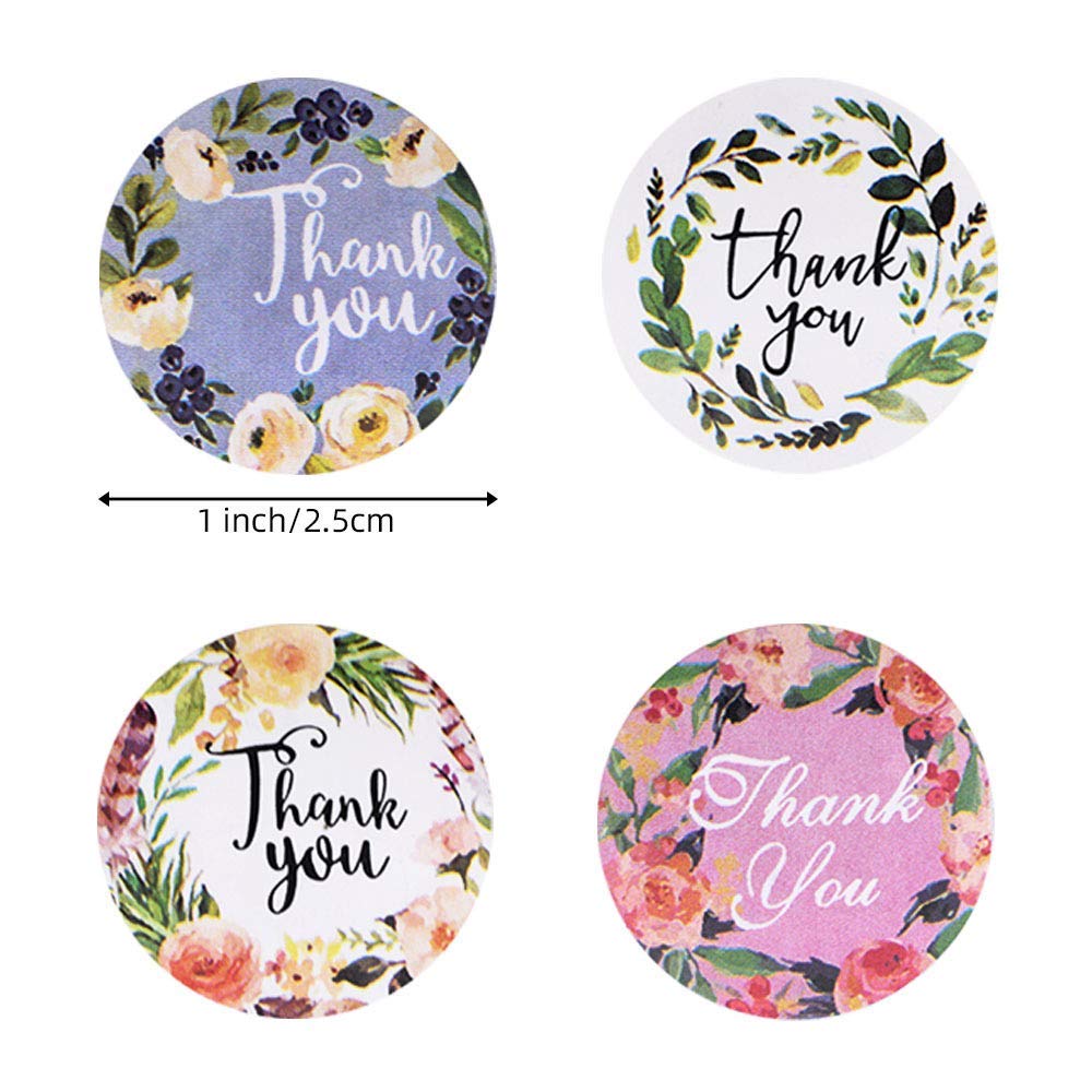 HASTHIP® Pretty Round Floral Thank You Stickers Seal Label Handmade Envelope Stationery Paper Sticker (Multicolour) - 500pcs