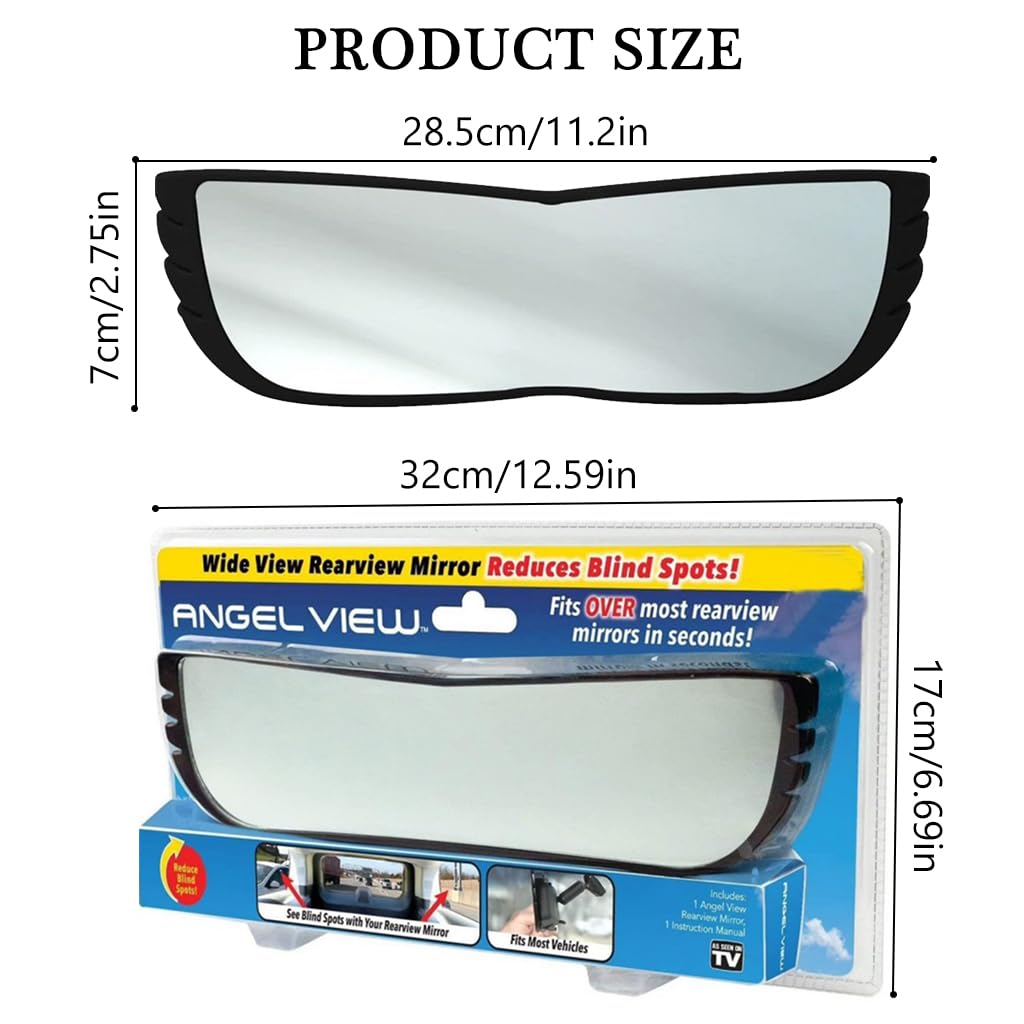 STHIRA Rear View Mirror for Car Interior with 11 in Convex Wide Angle Clip On Design | Shatterproof Glass for Cars SUVs and Trucks