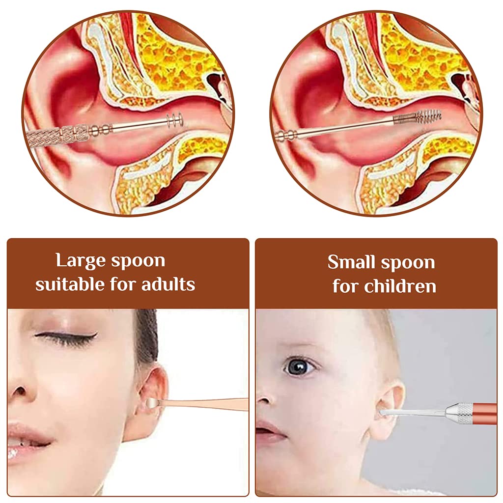 MAYCREATE Ear Wax Remover for Ear Cleaning with LED Light and 7pcs Stainless Steel Tools