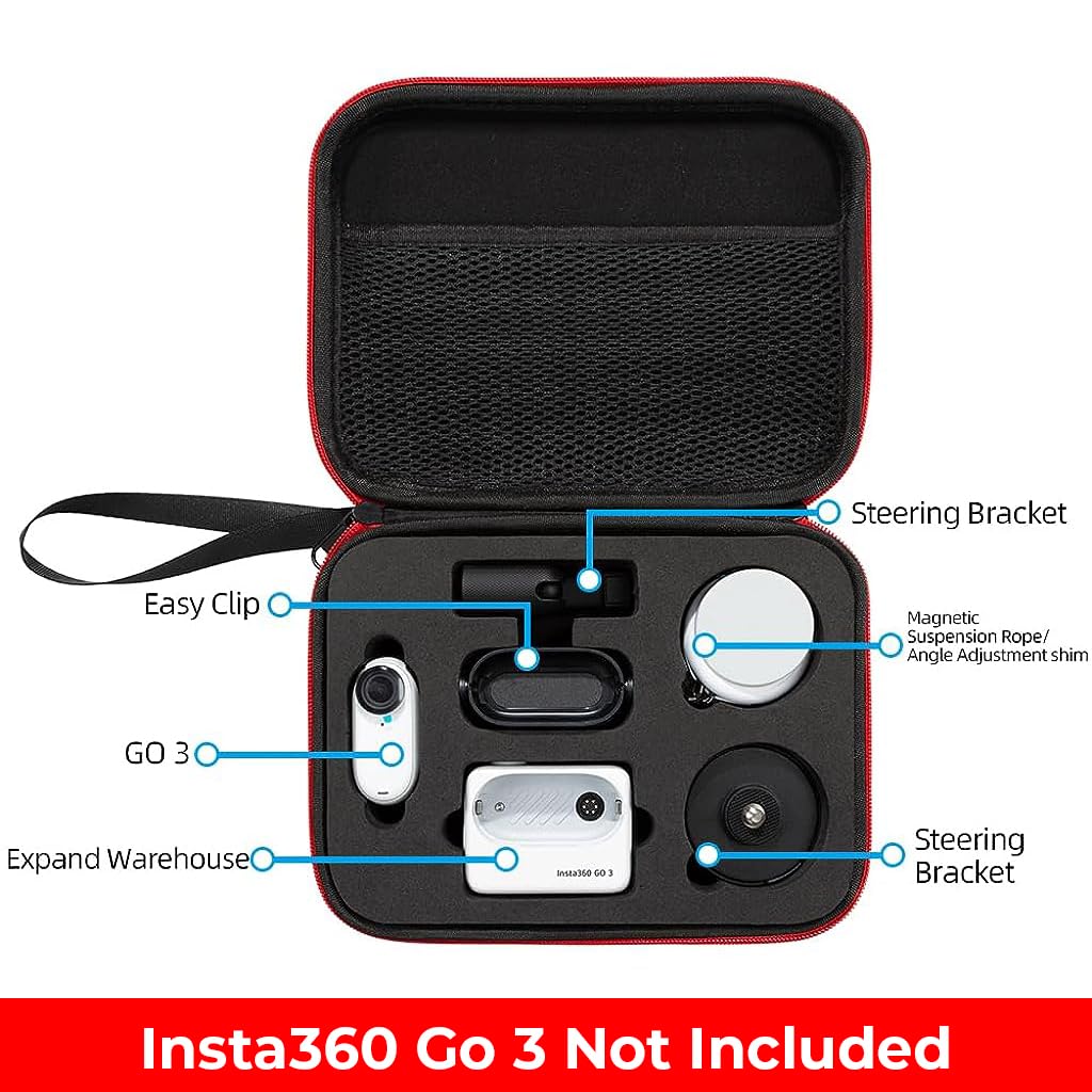 EVA Hard Carrying Case for Insta360 Go 3 with Hand Strap and Three Layer Protection | Waterproof Shockproof Camera Bag