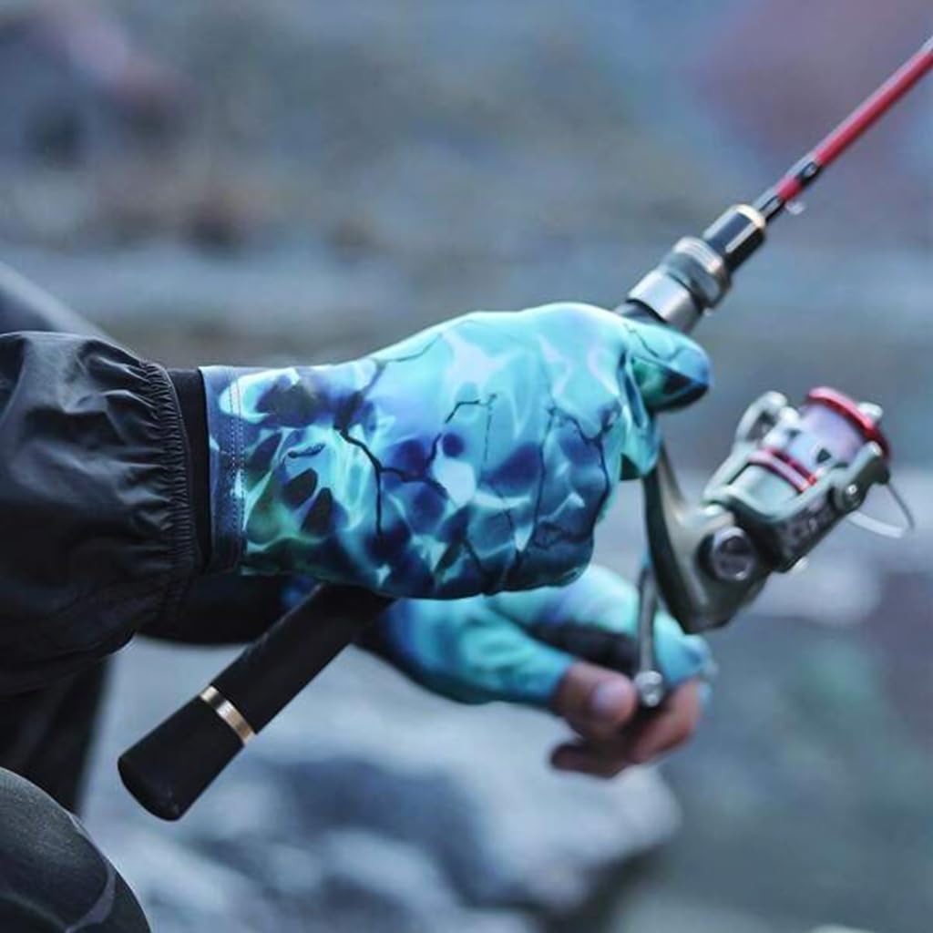 PROBEROS Fishing Gloves for Outdoor Activities with Anti Slip Palm and UPF50+ Sun Protection | Ice Silk Fingerless Design for Men and Women