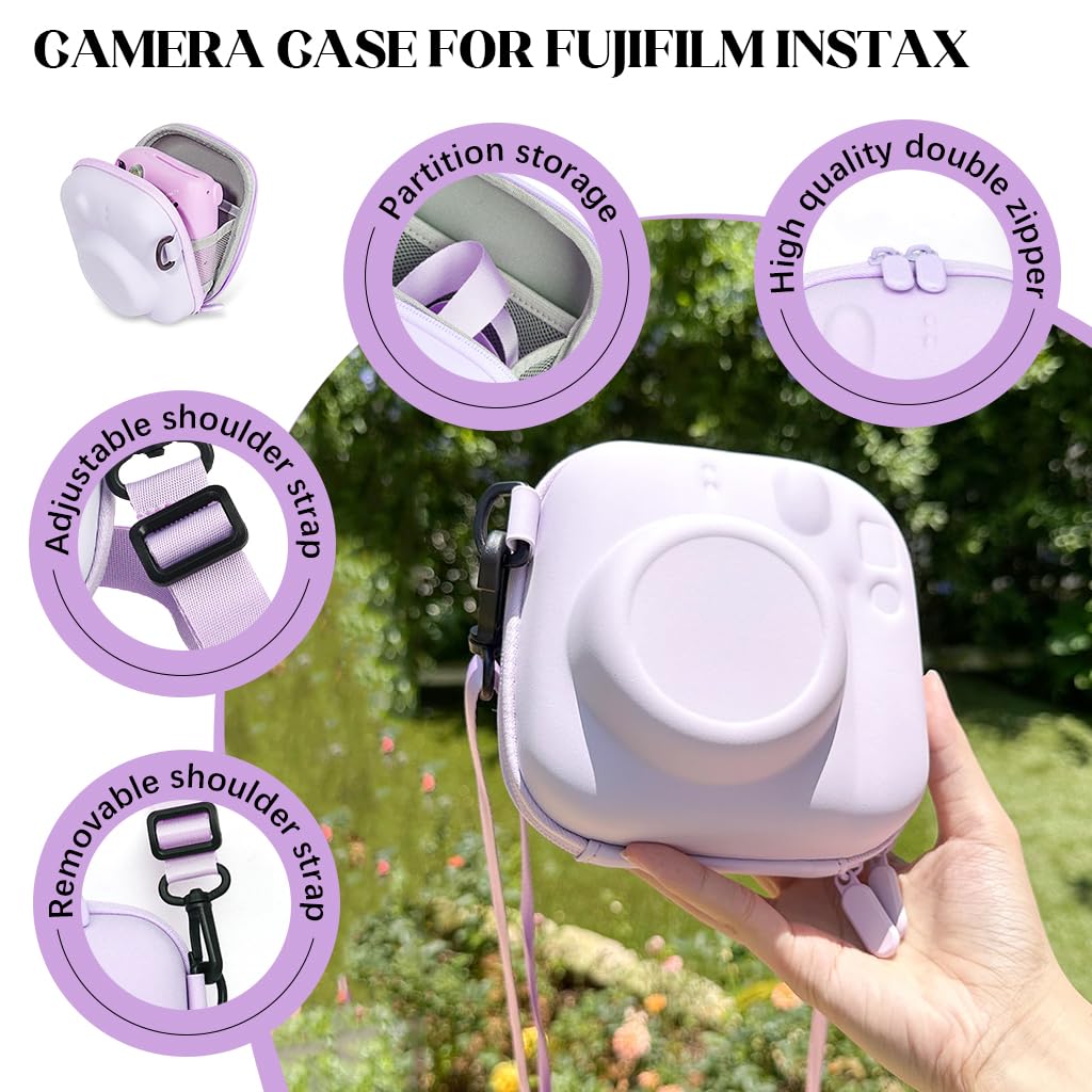 ZORBES Camera Case for Fujifilm Instax with Lens Protection and Mesh Pockets 14x8.5x14cm | Waterproof PU Design