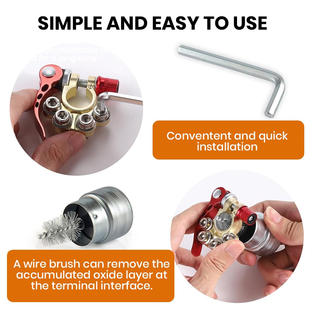 STHIRA Battery Terminal Connectors for Cars Boats and RVs with 4 Bolt Quick Release Copper Design