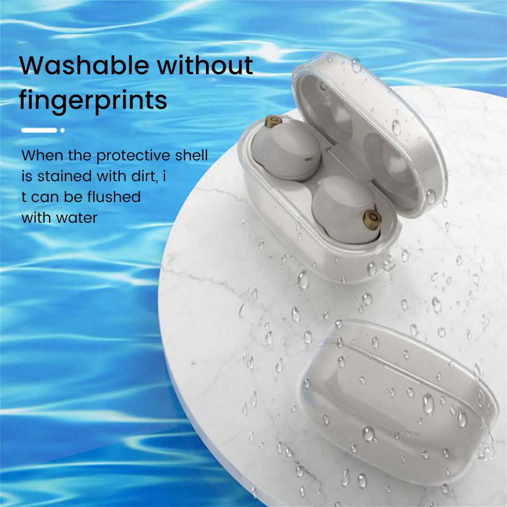 ZIBUYU Clear Soft Silicone Case for Sony WF-1000XM4 featuring 2mm protection and lanyard hole | Slim transparent anti scratch cover