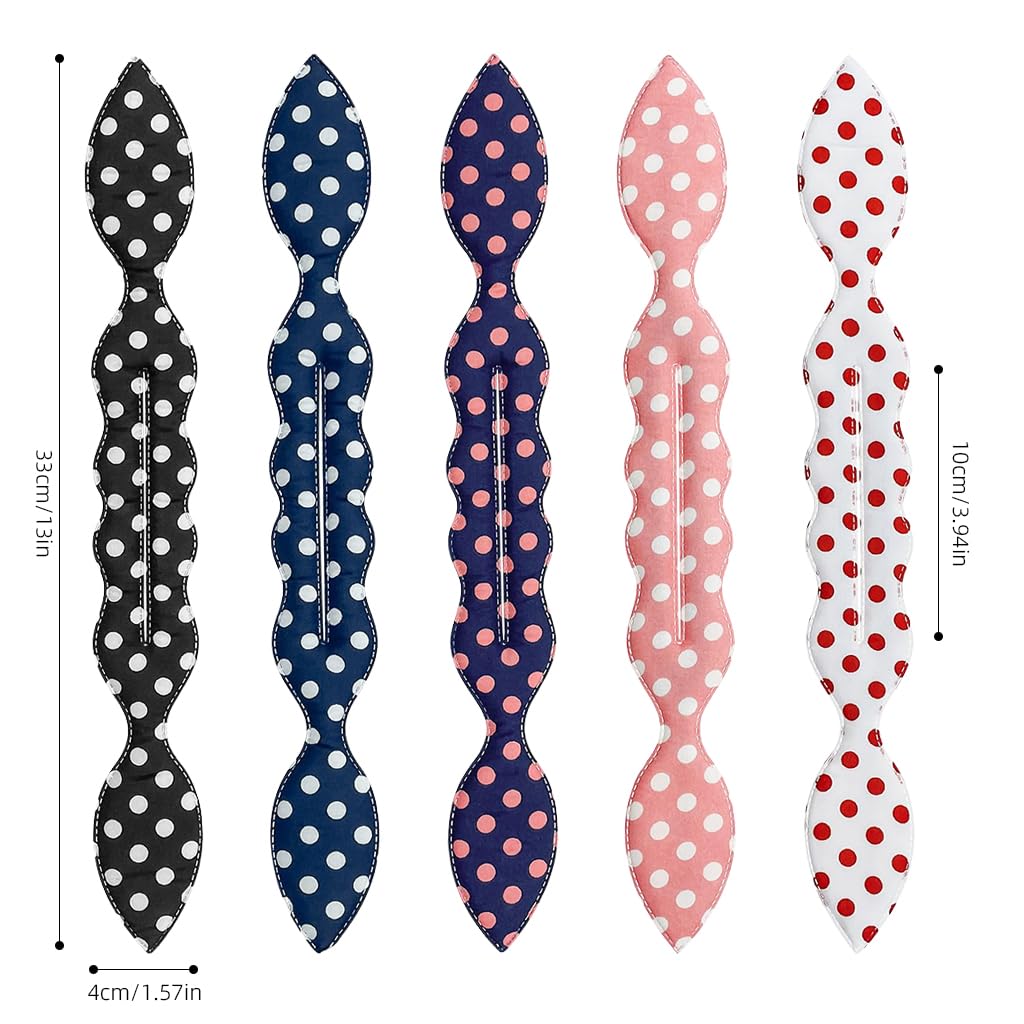 PALAY® 5Pcs Hair Bun Accessories for Women Girls Magic Bun Maker for Hair Elegant Rabbit Ear Hair Buns French Hairstyle Polka Dot Print Hair Bun Clips for Daily, Party, Wedding