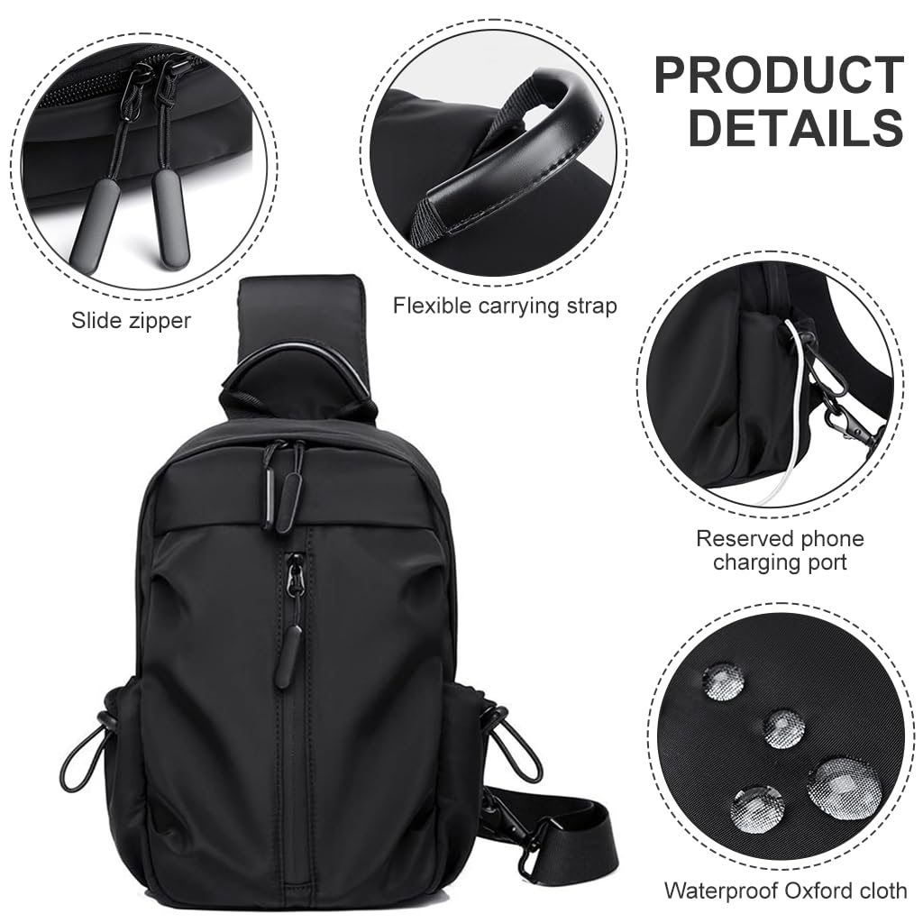 GUSTAVE Sling Bags for Men Oxford Cloth - Lightweight, USB Charging Port, Crossbody Bag for Men Multi-Compartment & Adjustable Strap for Daily Travel & Outdoor Activities