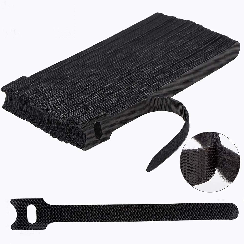 ZIBUYU® 6 Inch Reusable Cable Ties, Adjustable Black Cord Straps, Hook & Loop Wire Organizer for Home Office Garage, Multipurpose Cord Management, Durable Nylon, 100 Pack, Eco-Friendly