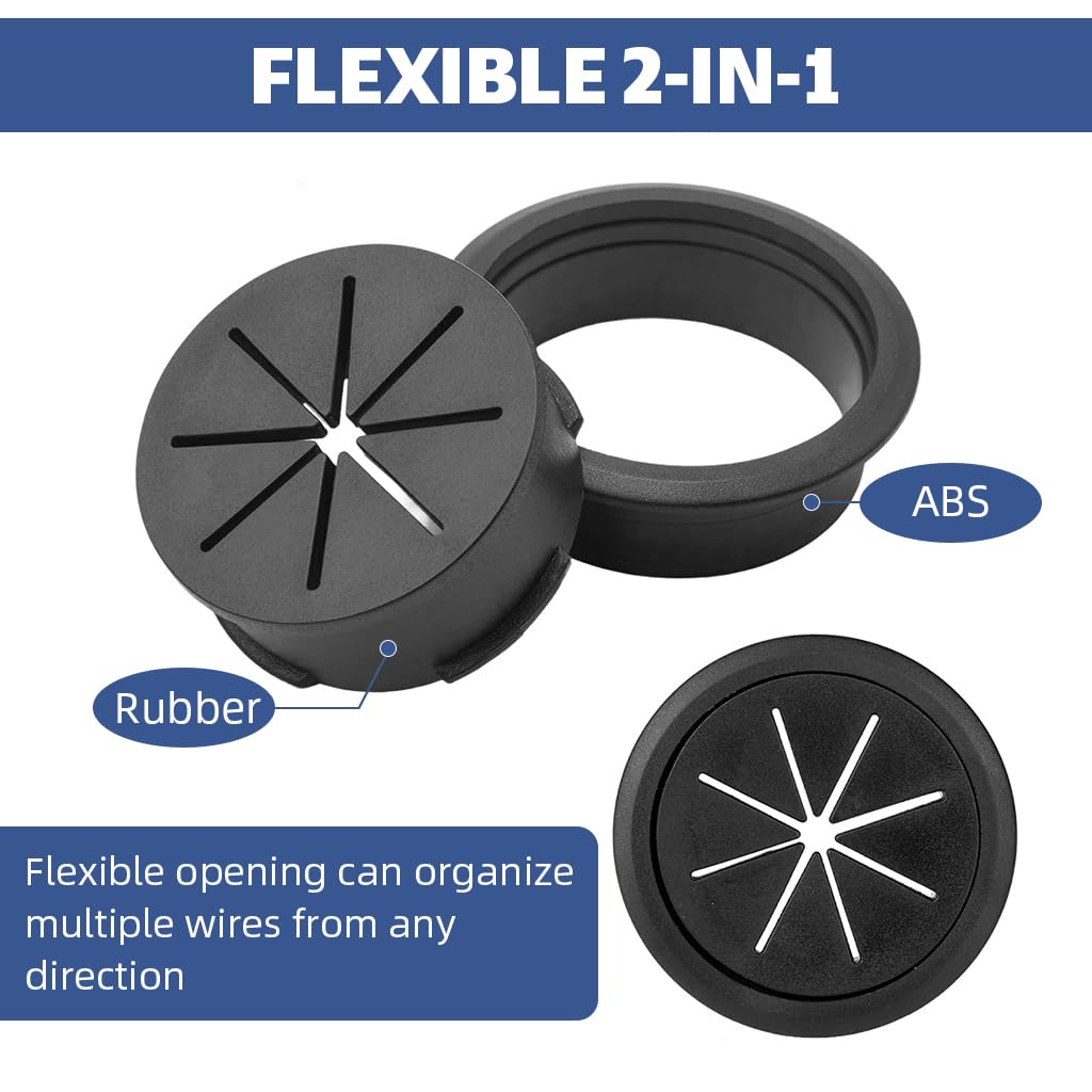 Serplex Desk Cable Grommets 18PCS for Office Cable Management featuring Multi Slot Design