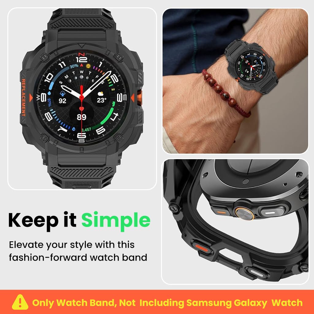 ZORBES Compatible Samsung Galaxy Watch Ultra 47mm Band with Integrated Case and TPU Waterproof Sport Strap in Beige
