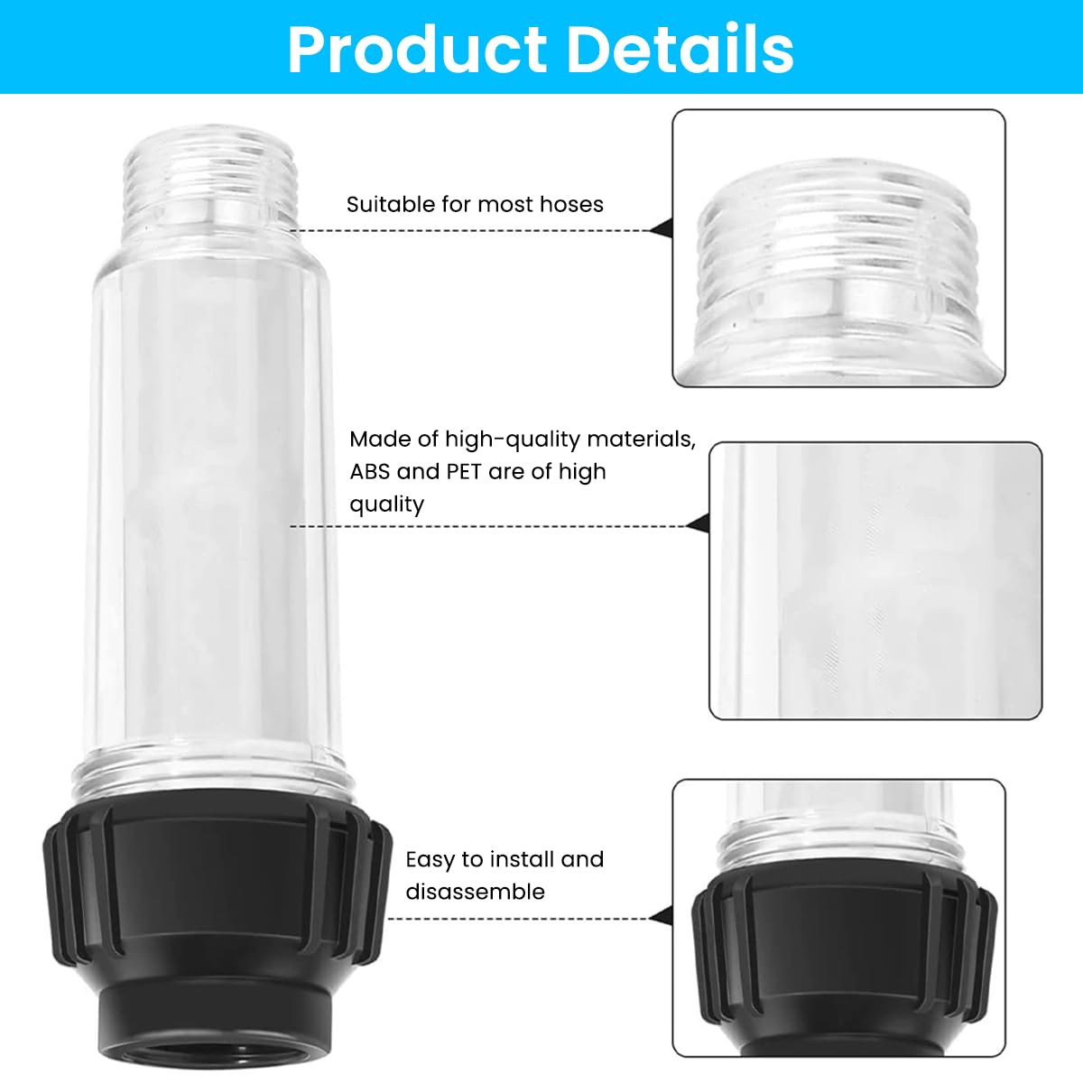 STHIRA Pressure Washer Filter Kit for Kärcher with Inlet Filter and Quick Connectors | 3 PCS