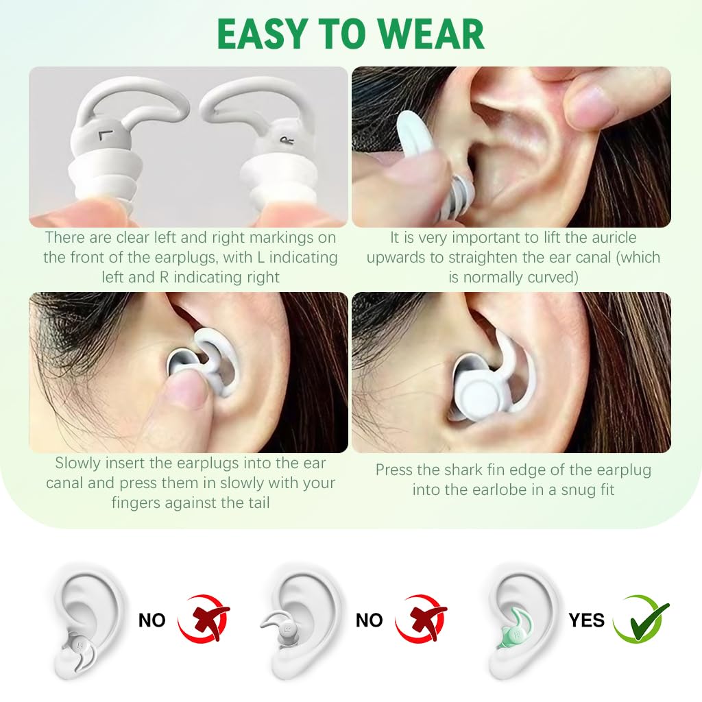 HANNEA Ear Plugs for Sleeping and Swimming featuring 3 Pairs Soft Silicone with Flanged Design | Reusable Noise and Water Protection