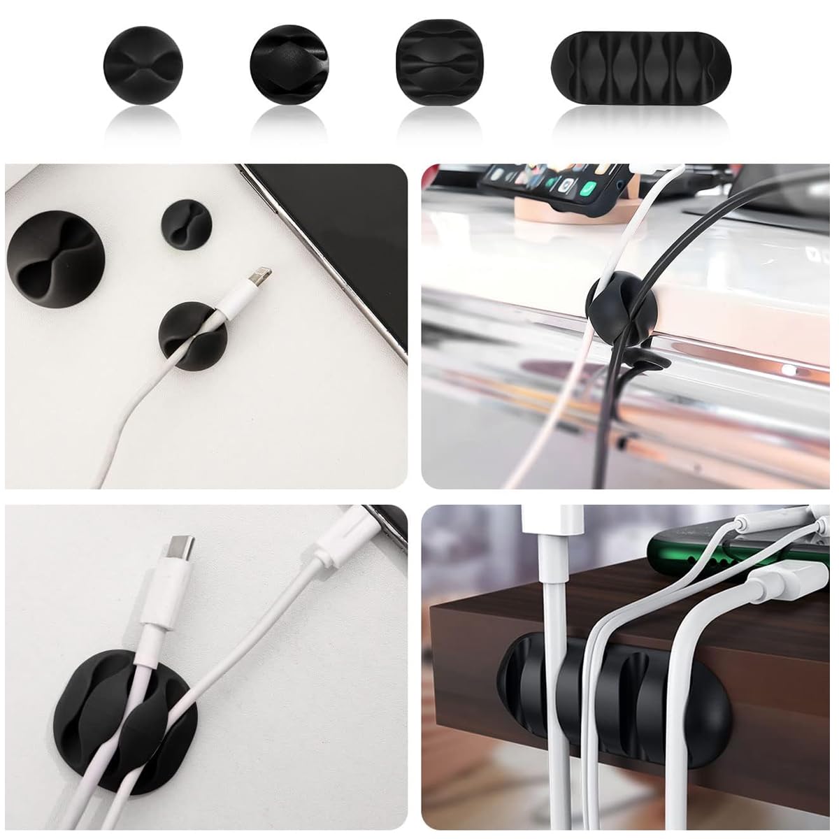 Cable Management Kit for Home and Office with 152 pcs Nylon Ties and Self Adhesive Clips