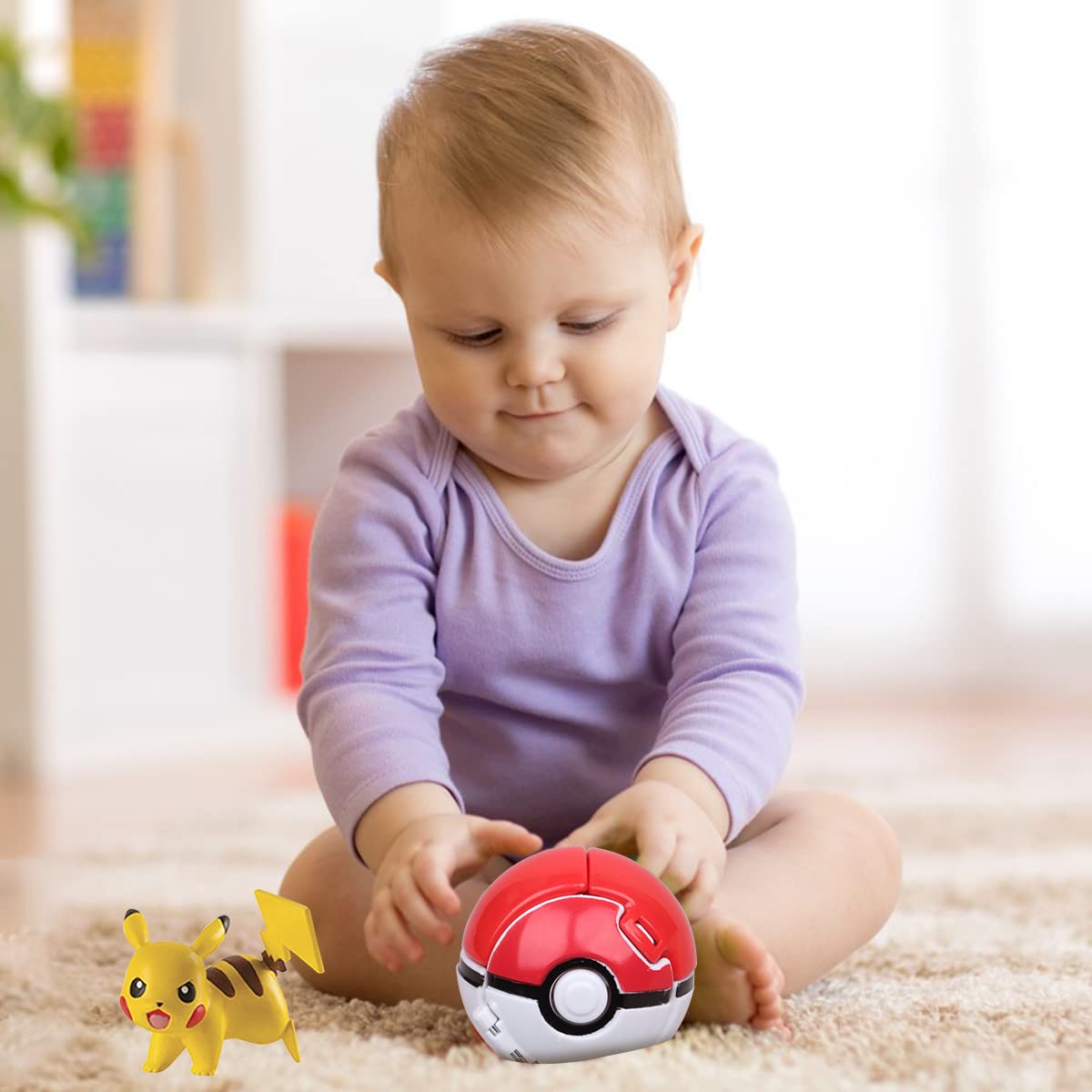 PATPAT Pokemon Toy Figures for Kids with Auto Open Ball 8x7x6cm in ABS and PVC | Desk Decor Gift