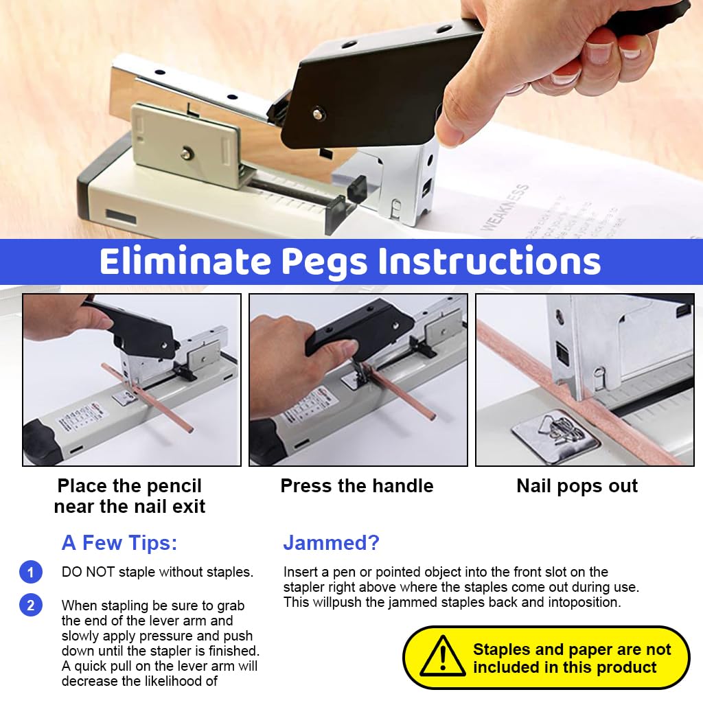 HASTHIP® High-Capacity Metal Stapler Kit, 120Sheets, 6-23mm Staples Compatibility, Long Ergonomic Handle, Precise Alignment - Ideal