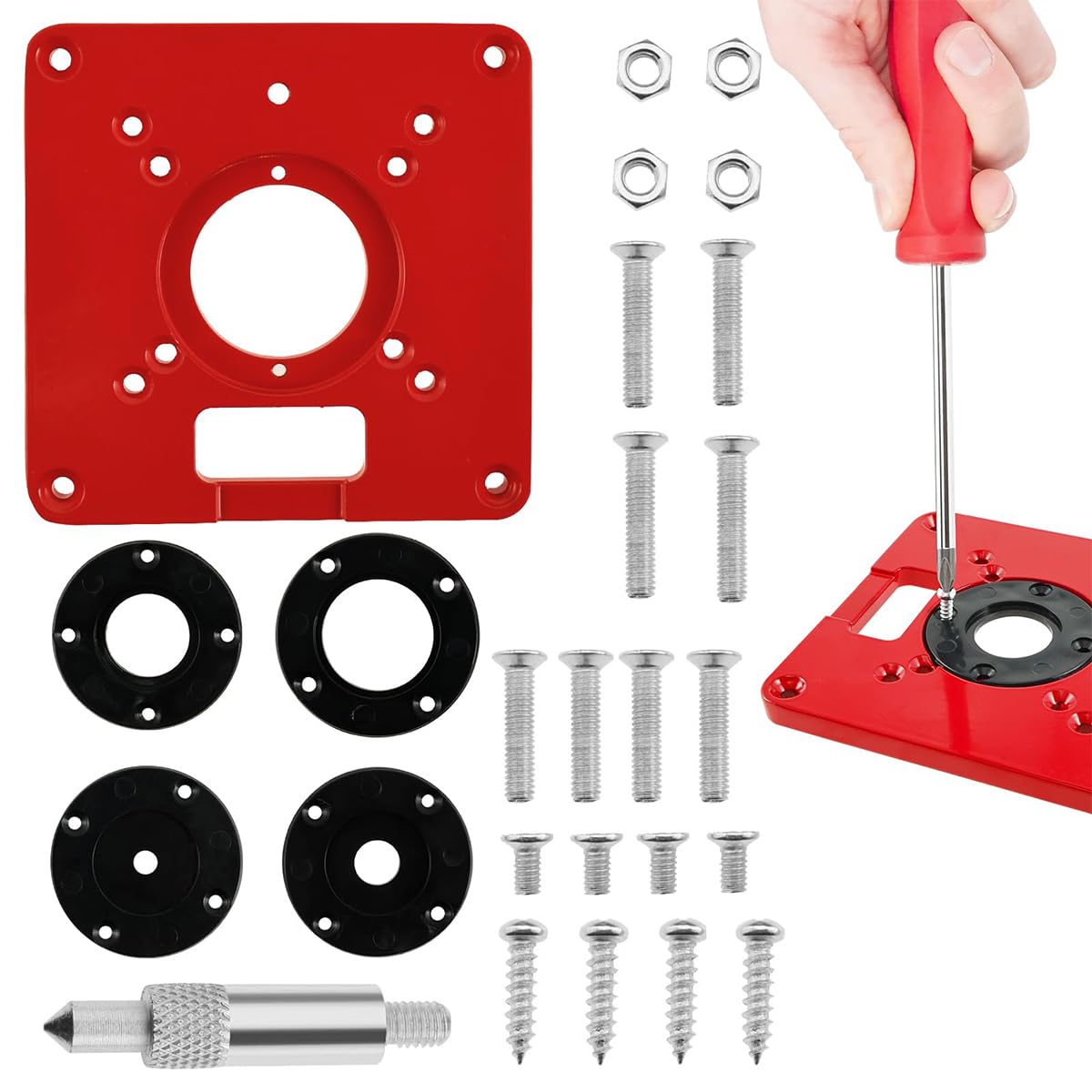 Serplex Router Table Insert Plate 120x120mm for Woodworking featuring Centering Hole Socket | Aluminum Alloy Setup for M372 3709 3703MT370 Models