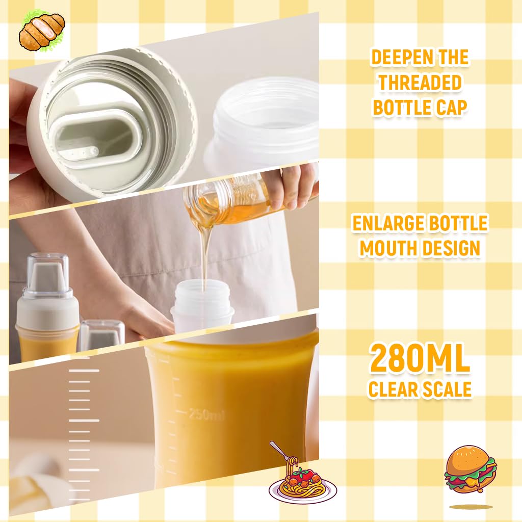 Supvox Squeeze Bottle Set for Condiments with Leak Proof Cap and 350ml Scale | Food Grade PET