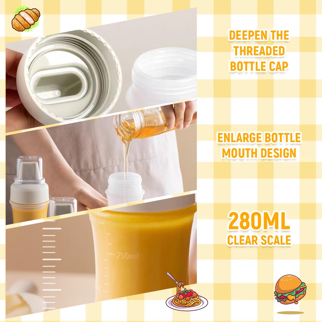 Supvox® 2Pcs Condiment Squeeze Bottles with Caps 350ml Salad Dressing Bottle Multi-hole Nozzle Sauce Squeeze Bottles Kitchen Salad Dressing Bottle Leaking Proof Reuseable Sauce Bottles