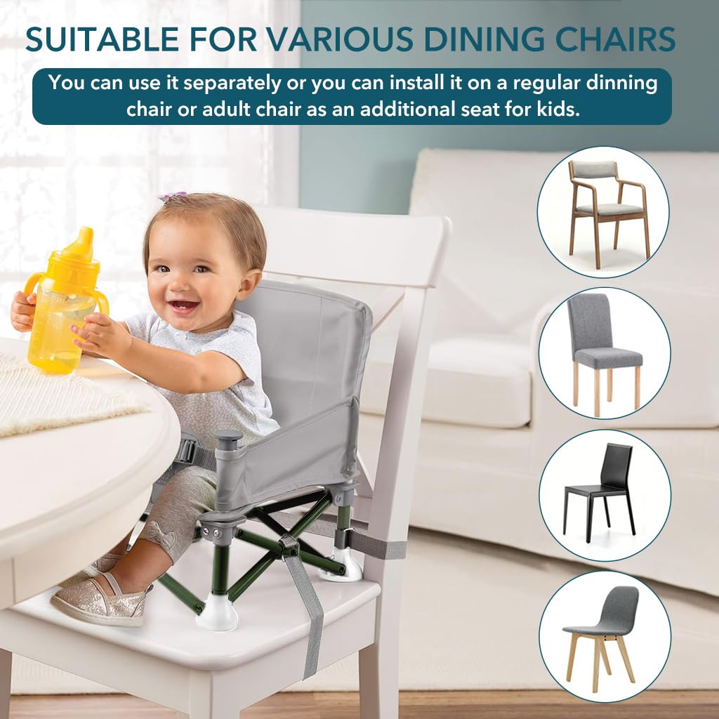 SNOWIE SOFT Folding Booster Seat for Baby Feeding with Detachable Table & Aluminum Frame | 12.2×12.2×14.5 in Portable Chair for Toddlers 6–36 Months