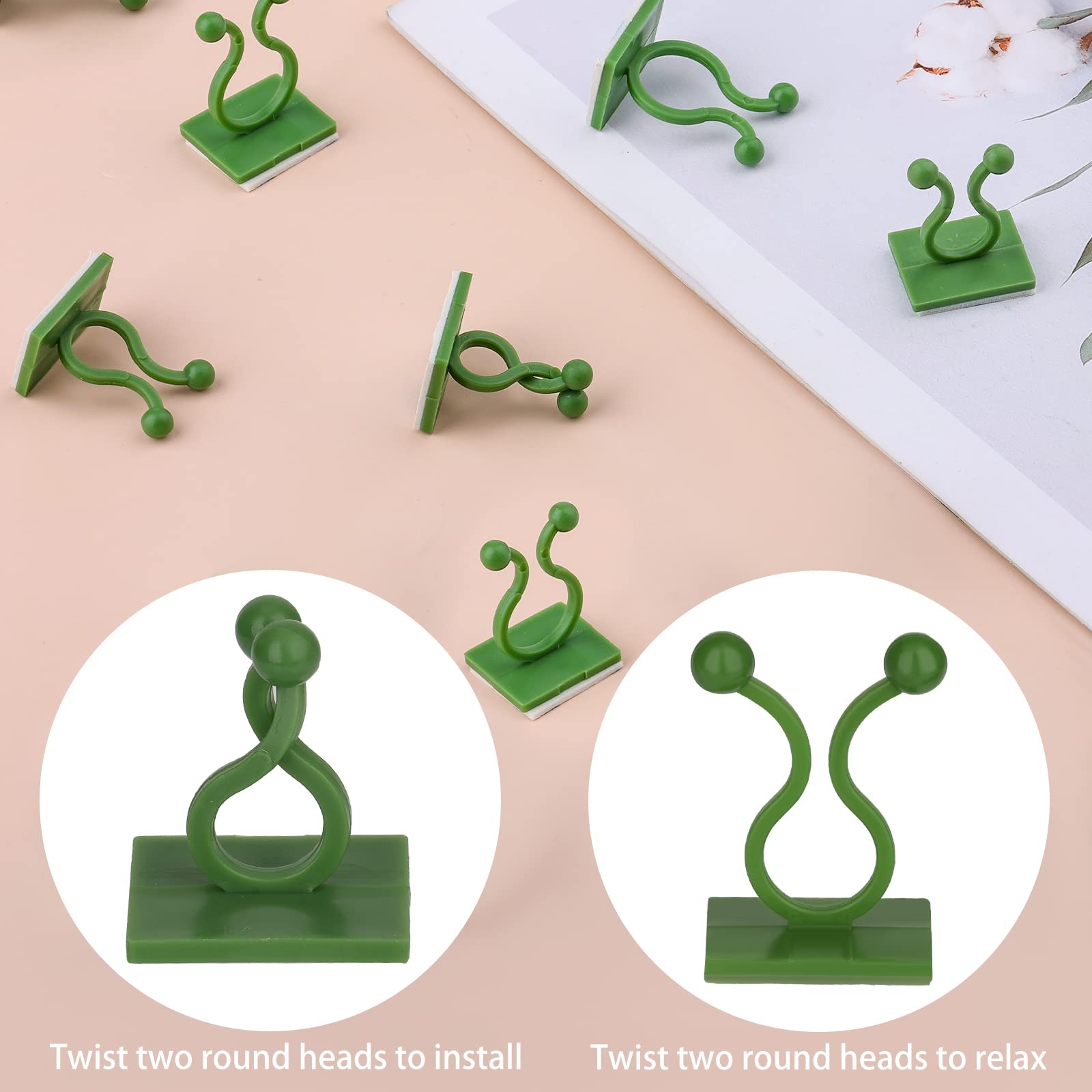 Optifit Plant Support Clips for Climbing Vines with Twist Lock and Self Adhesive Design 100PCS