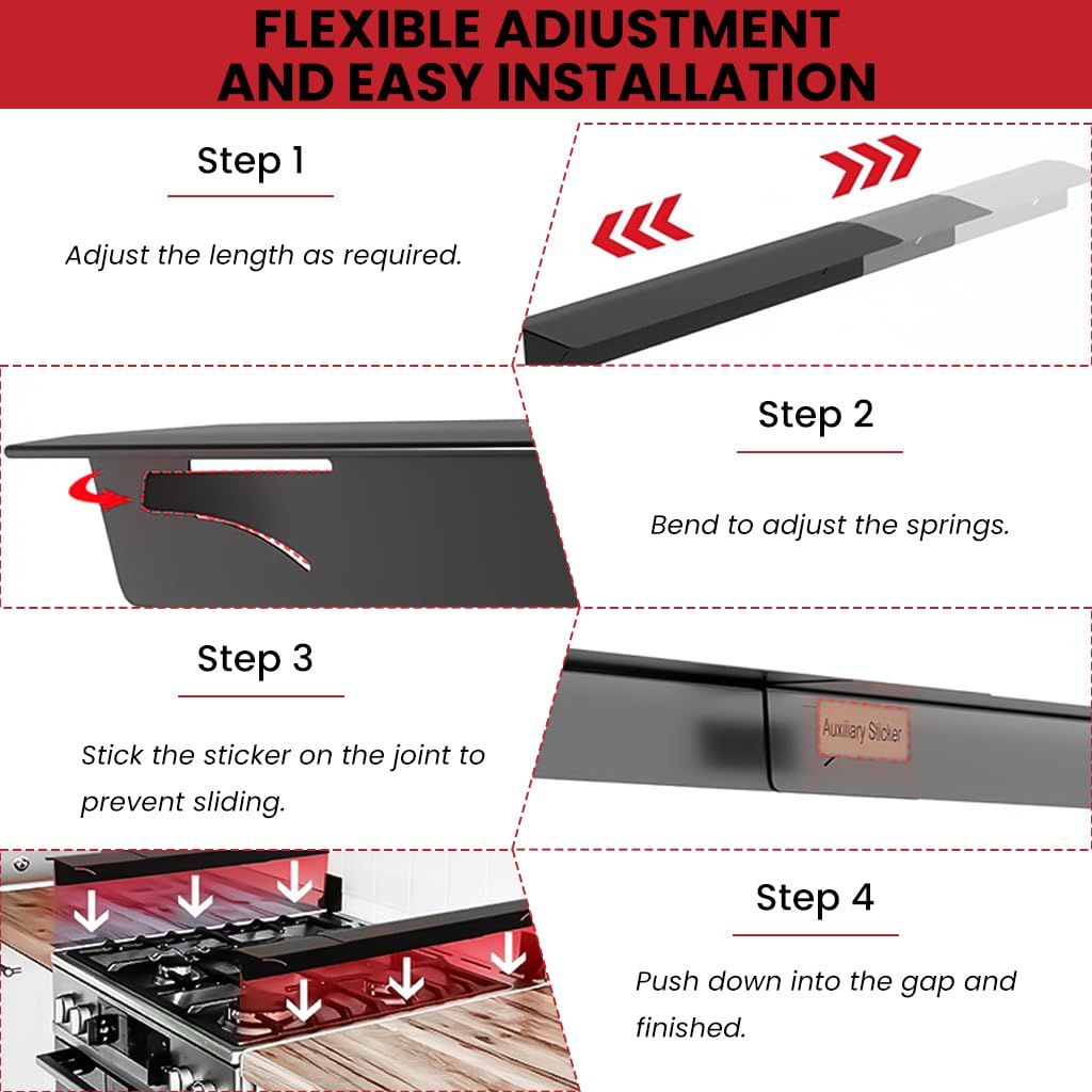 Supvox Telescopic Stove Top Gap Filler for Kitchen Counters featuring Adjustable 13.8–27.5 in Stainless Steel | Easy Clean Heat Resistant Barrier
