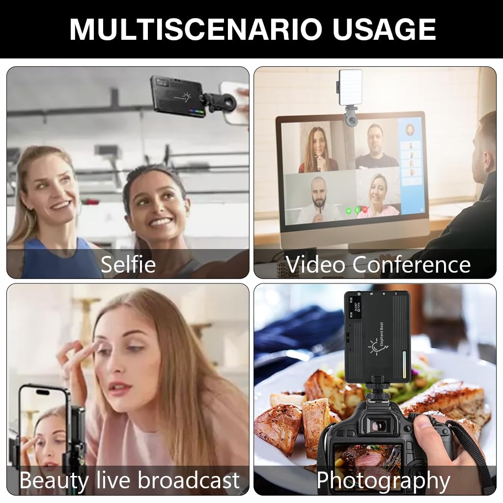 ELEPHANTBOAT RGB Light for Phone and Camera Photography with 2000mAh Battery | Magnetic Mount