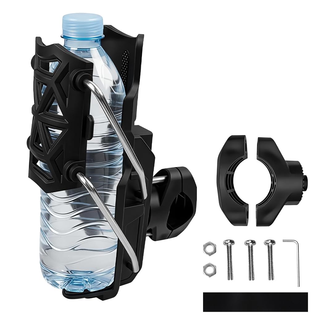 STHIRA Motorcycle Cup Holder for Bikes and Scooters featuring Quick Release and 360° Adjustable Clamp | Lightweight ABS Alloy Design