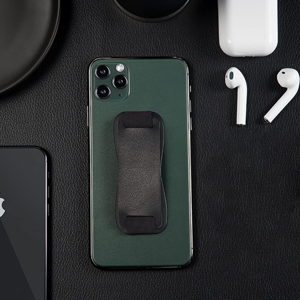Phone Holder for Hand with Elastic Leather Grip and Self Adhesive Stand | Fits iPhone 11 12 13 14 Pro Max