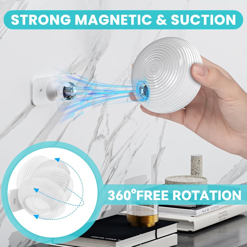 ELEPHANTBOAT USB LED Wall Light for Reading with 360° Magnetic Ball and Touch Control | 2000mAh Rechargeable