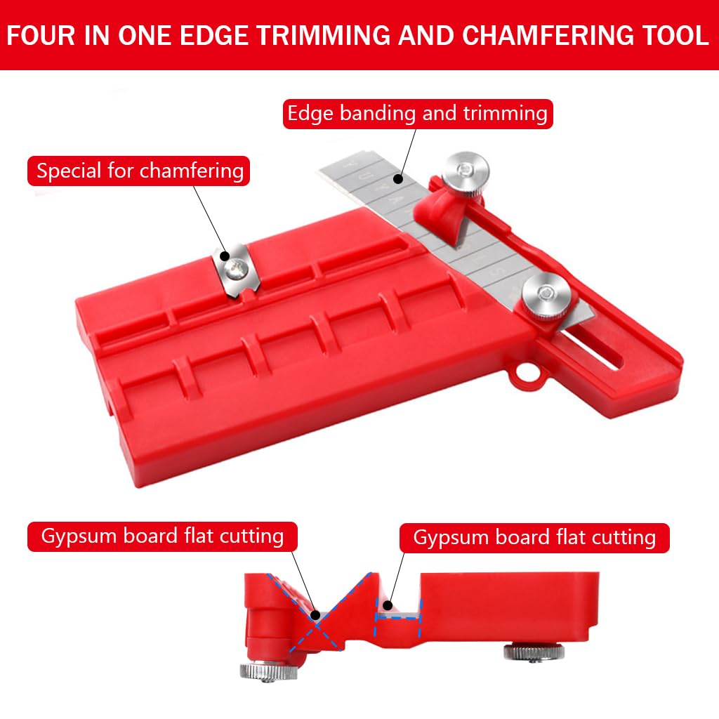 Serplex Wood Edge Trimmer with 10 Blades featuring 45 Degree V Shaped Chamfer Cutter for Woodworking Projects