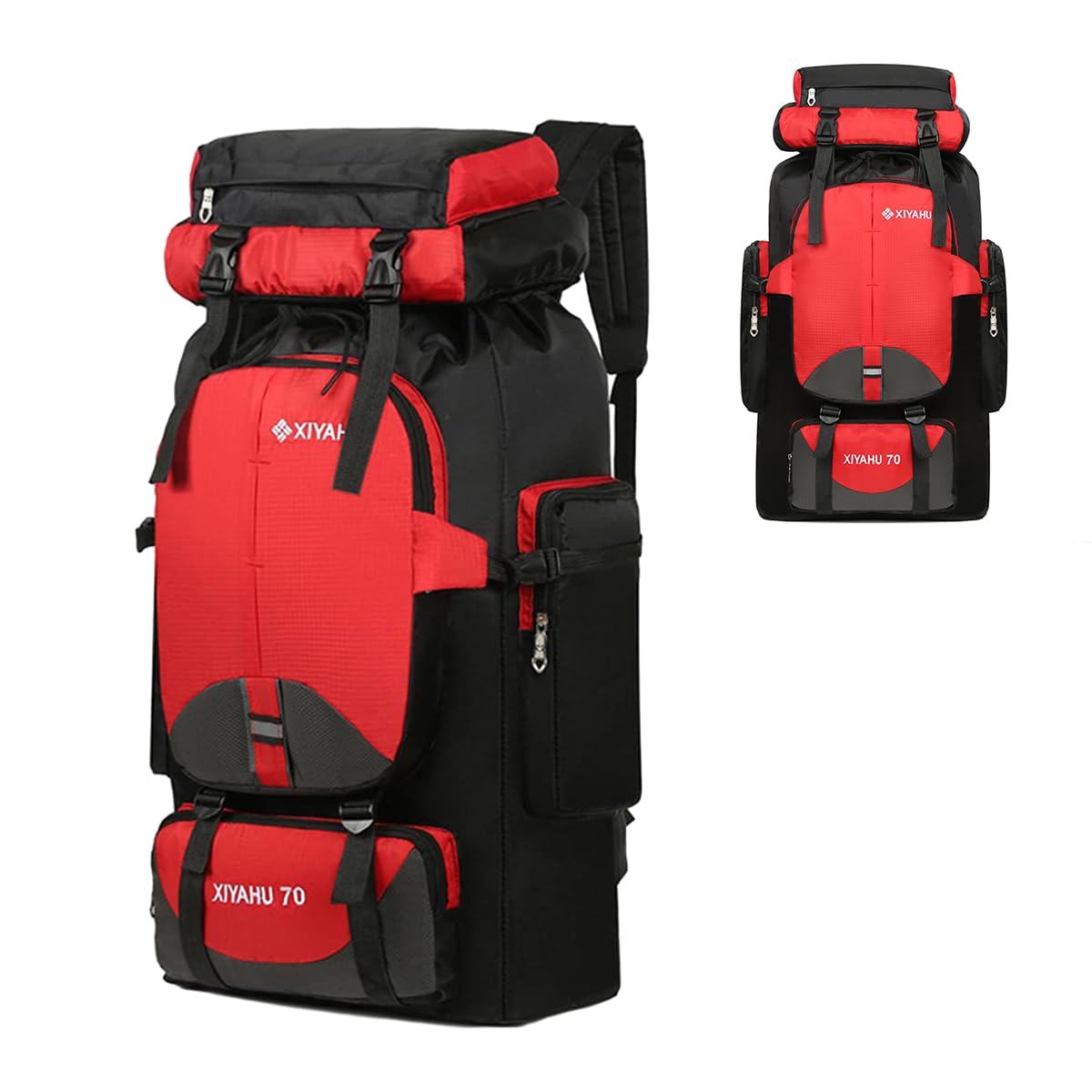 GUSTAVE Travel Backpack for Hiking and Camping 70L with Ergonomic Burden Relief | Waterproof Nylon Rucksack