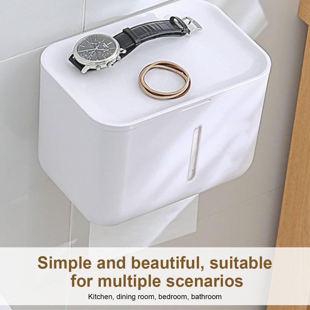HASTHIP Tissue Paper Holder for Bathroom and Kitchen featuring Waterproof Wall Mount Design | White