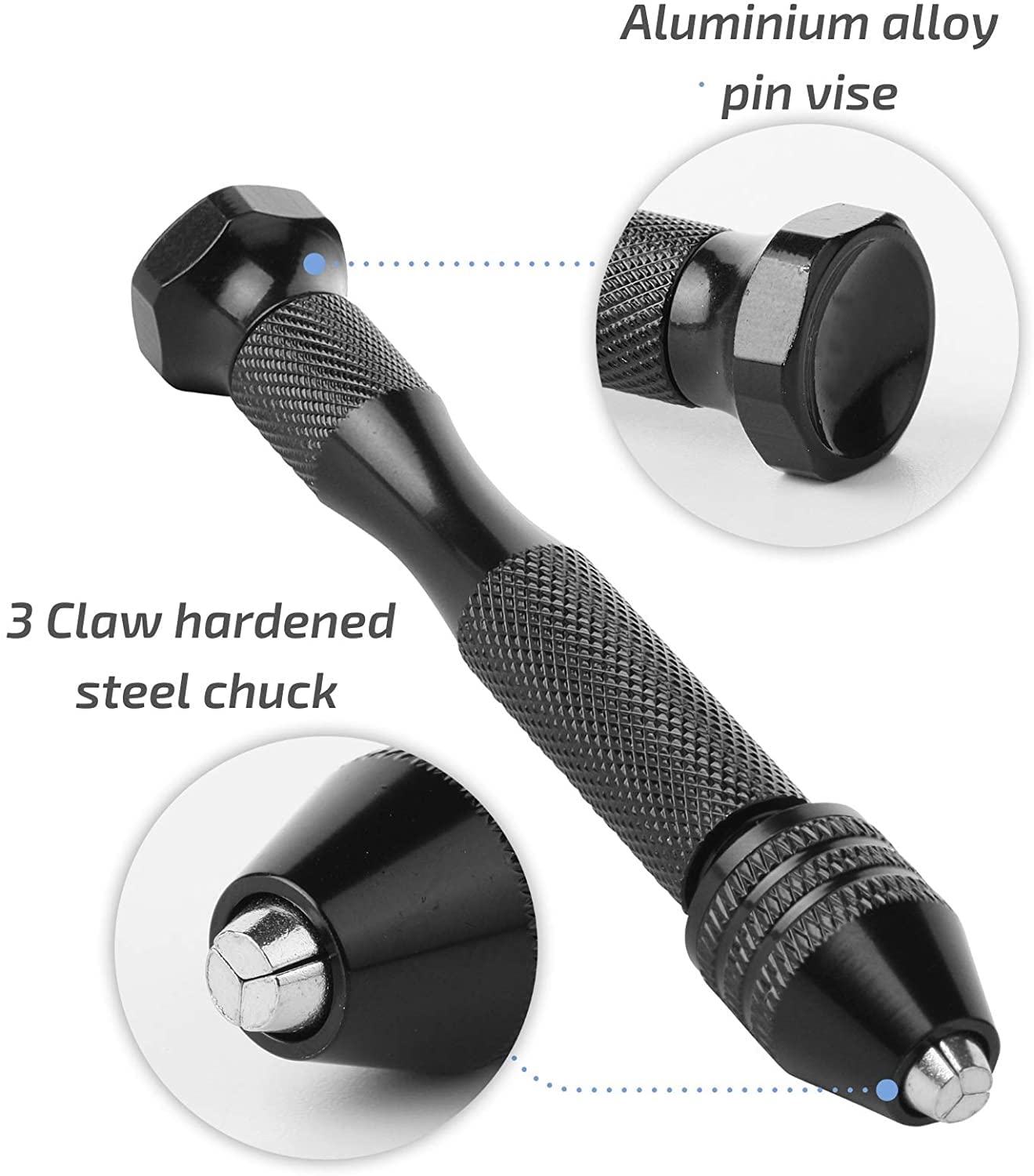 HASTHIP Hand Drill Bits Set for Jewelry Making with 3 Claw Pin Vise | 11 Pieces 0.8–3.0mm Aluminum Body