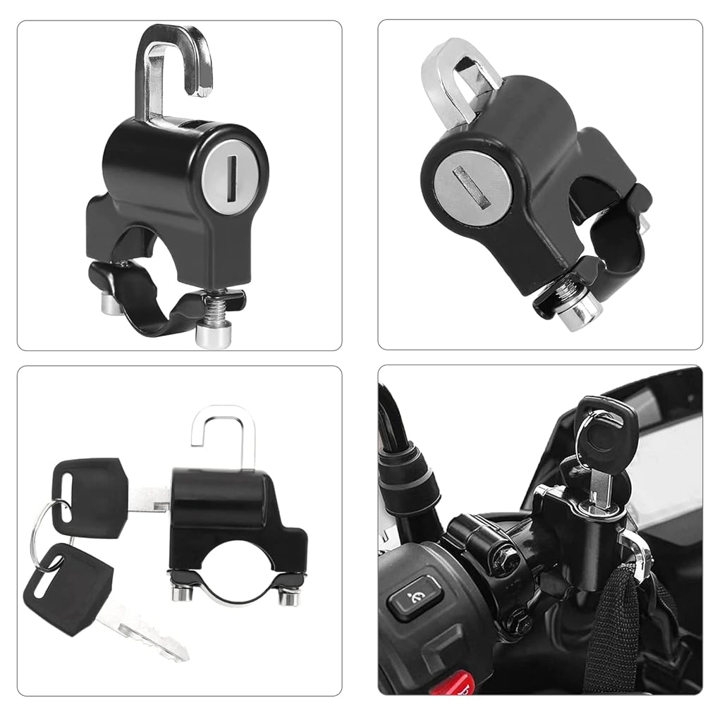 ZIBUYU® Helmet Lock for Bike Motorcycle 22-24mm Handlebar Tubes Rust Resistant Heavy Duty Accessories for Scooter Motorcycles Bicycles Scooters 2PCS