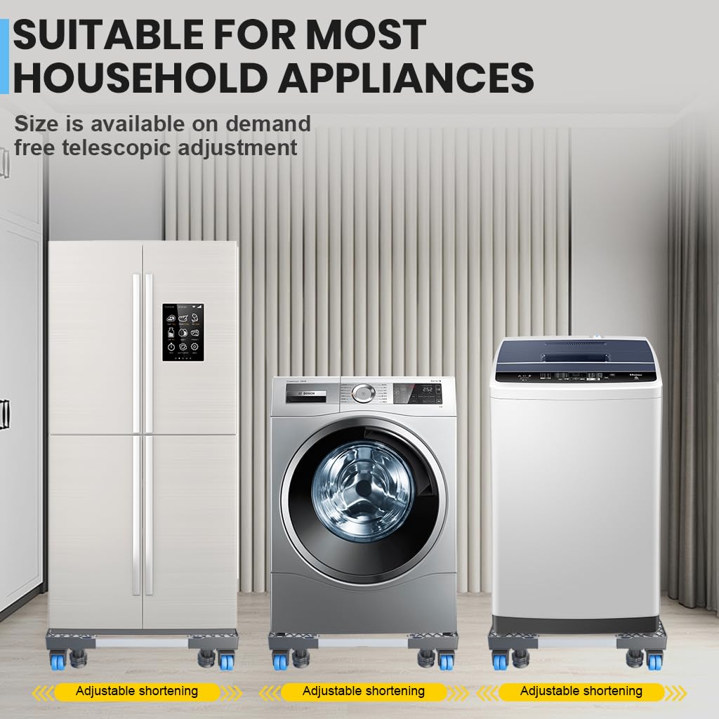 HASTHIP Stand for Washing Machine with 4 Swivel Wheels and Adjustable 16–25 in Base | Dual Support Tubes