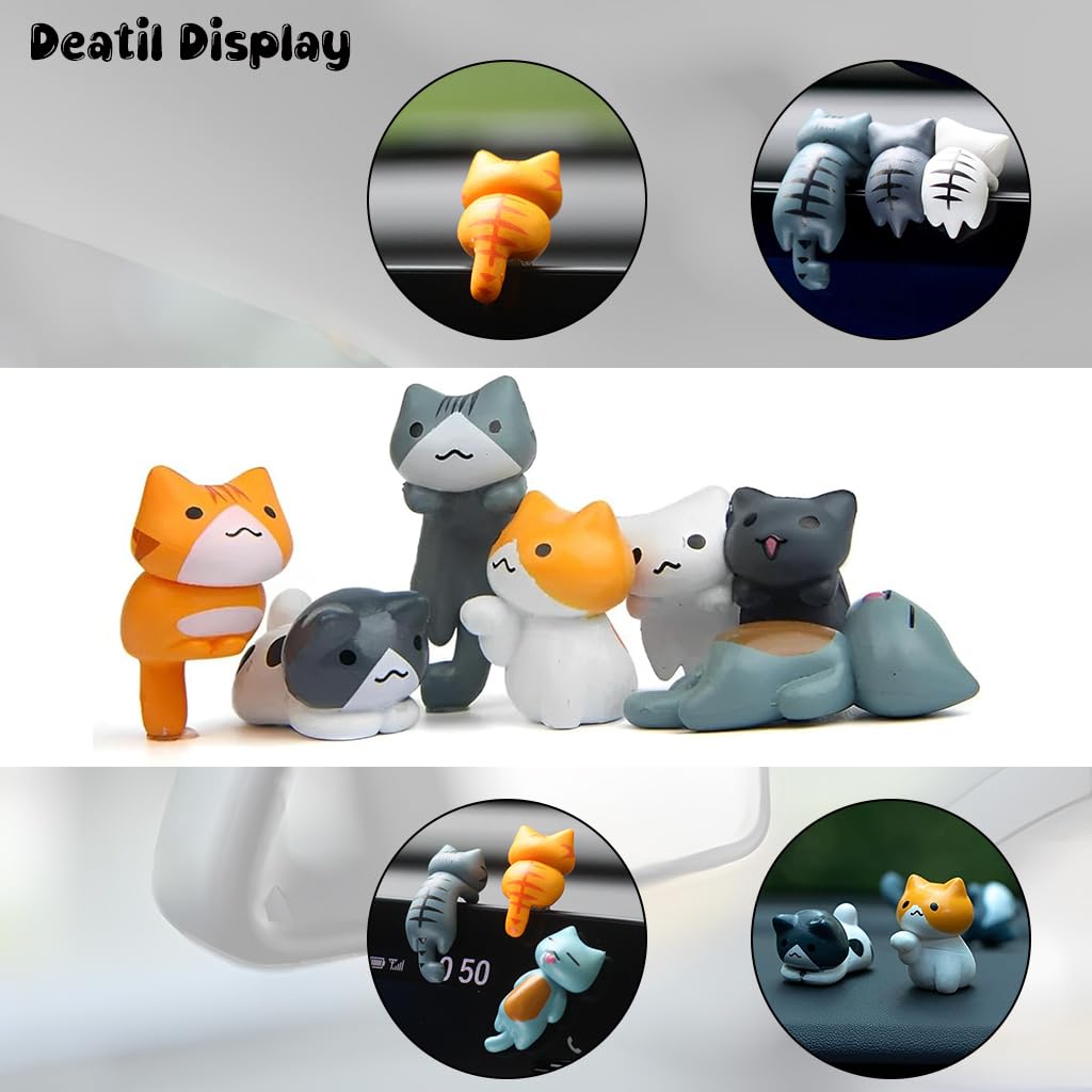 STHIRA Cat Dashboard Ornaments for Tesla Touchscreen with 6 PVC Charms | Cute Gift Idea