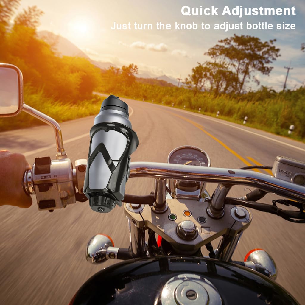 STHIRA Universal Bottle Holder for Bike and Motorcycle with Non Slip Screwfix Mount | Adjustable ABS Cup Bracket for Handlebar