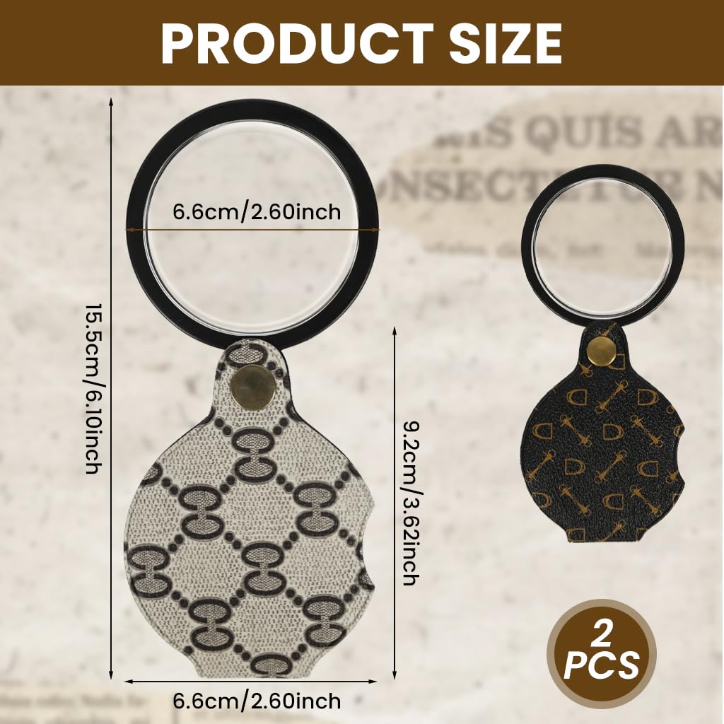 OFIFO Magnifying Glass for Reading with 10X and 15X Dual Lens Featuring Folding PU Cover | Pocket Handheld Magnifier