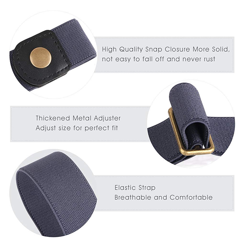 PALAY No Buckle Elastic Belt for Women and Men featuring Invisible Stretch Fit Up to 48 in | Black