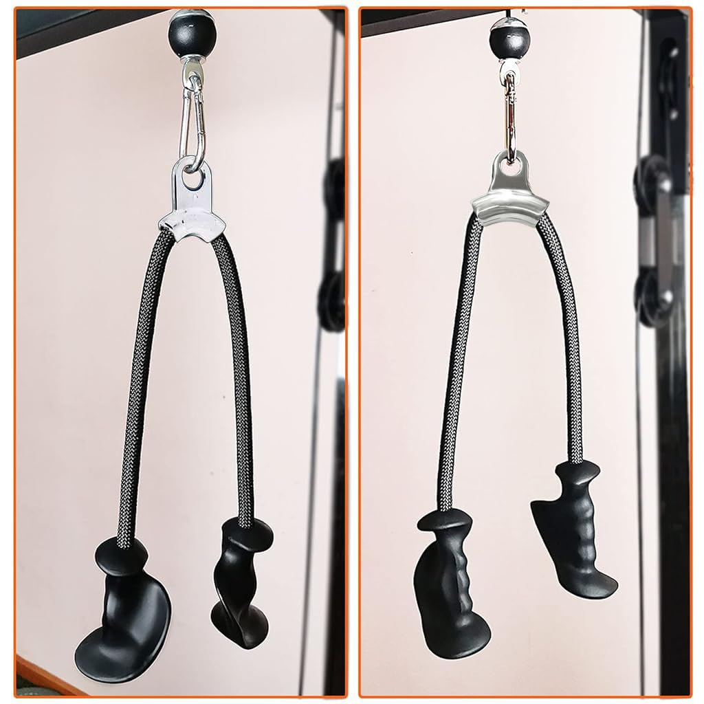 Proberos Tricep Rope Pull Down Attachment for Cable Machines with Ergonomic Grips | Ideal Home Gym Pulley Accessory