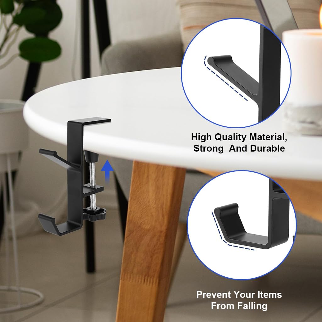 ZORBES Underdesk Hook Hanger with Screw Mounted Dual Organizer Aluminum Alloy for Office | 3 PCS