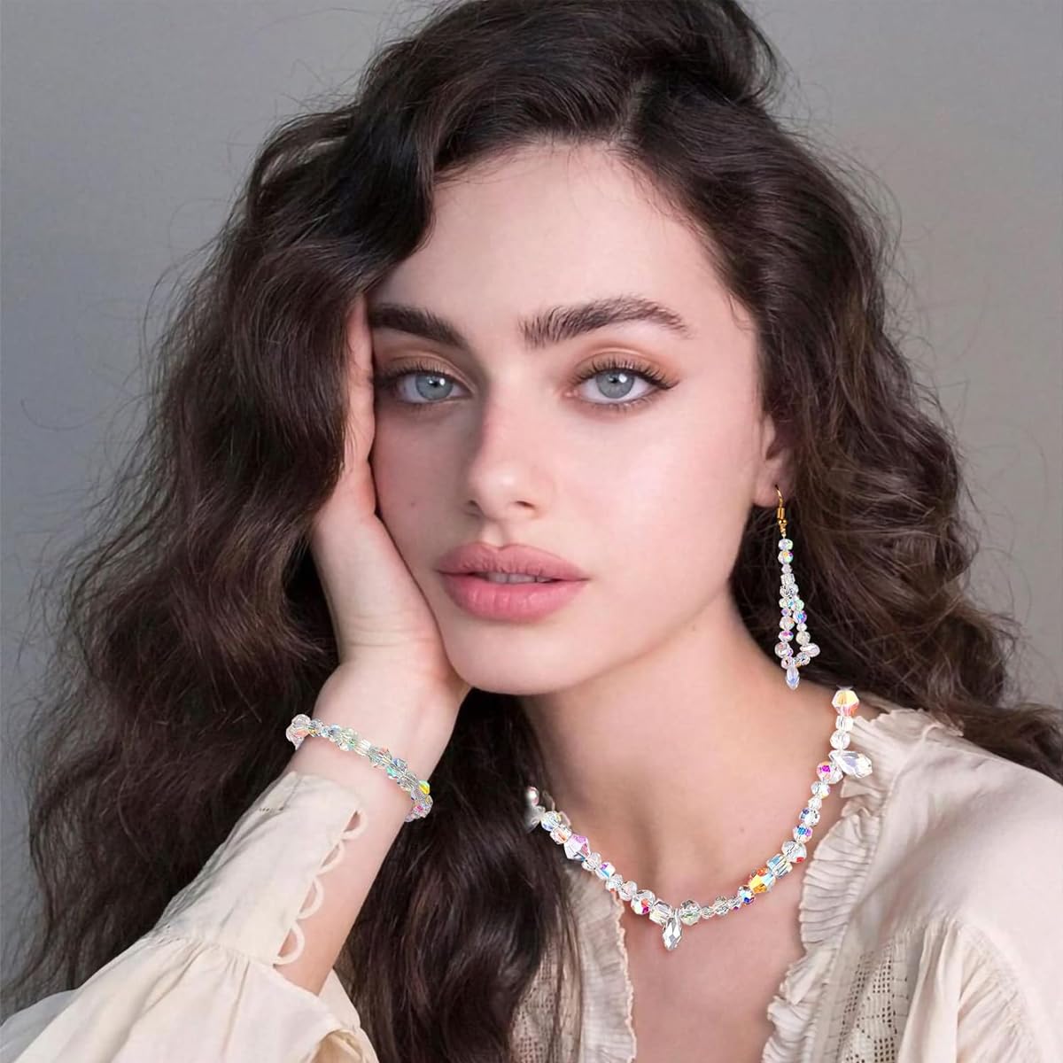 SANNIDHI Glass Crystal Beads Set for Jewelry Making with 600pcs Faceted AB Finish | DIY Crafts and Bracelet Design