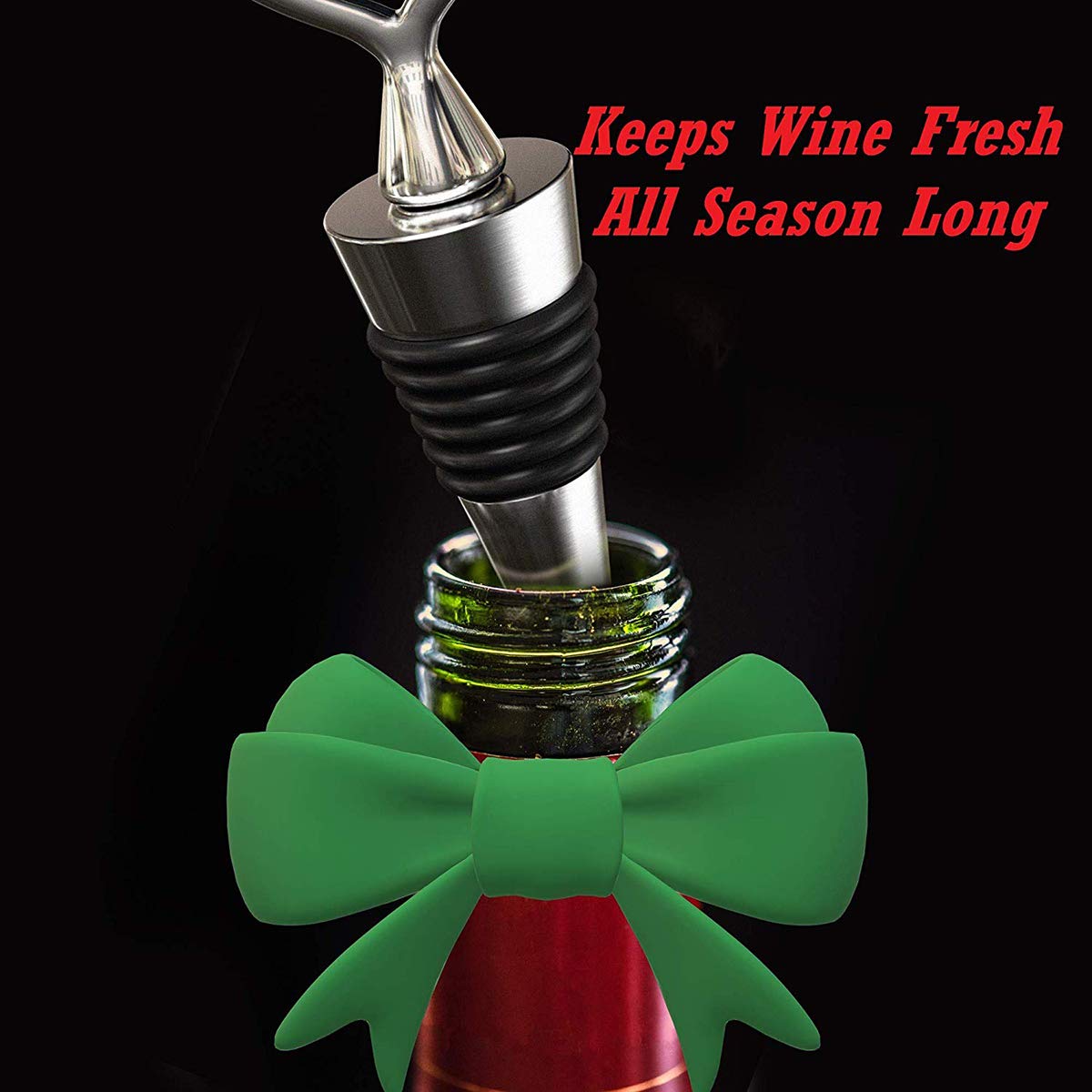 HASTHIP Wine Bottle Stoppers Set of 3 with Heart Shape Seal 4.3 in Height | Stainless Steel and Silicone