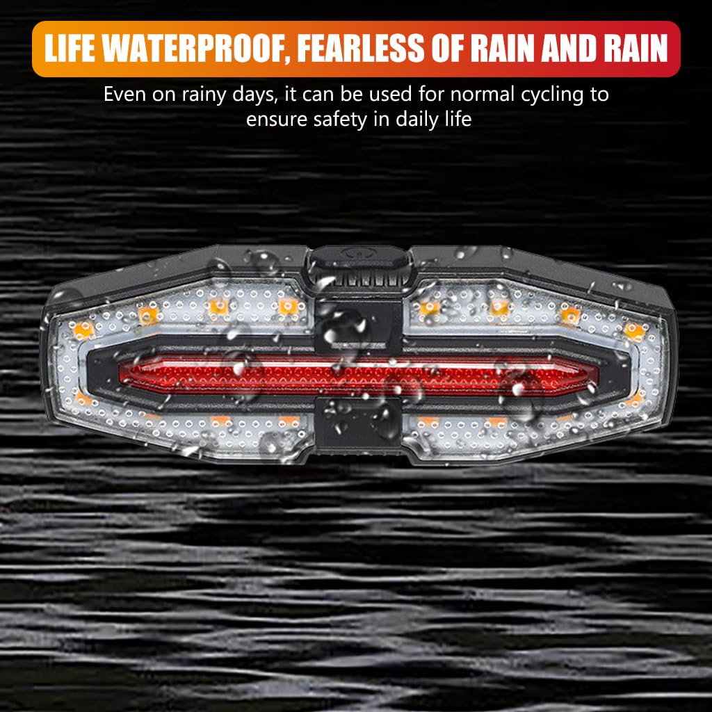 PROBEROS Bike Tail Turn Signal Light with Dual Color LED and Remote Control | 2PCS USB Rechargeable