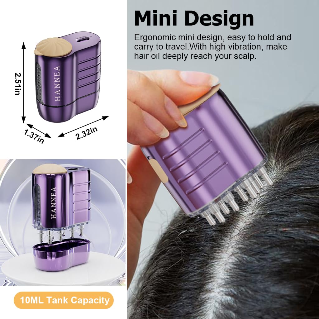 HANNEA Smart Electric Scalp Massager for Hair Growth with 10000 Vibration & 625nm Red Light Therapy | 10ml PCTG Tank and USB C Charging