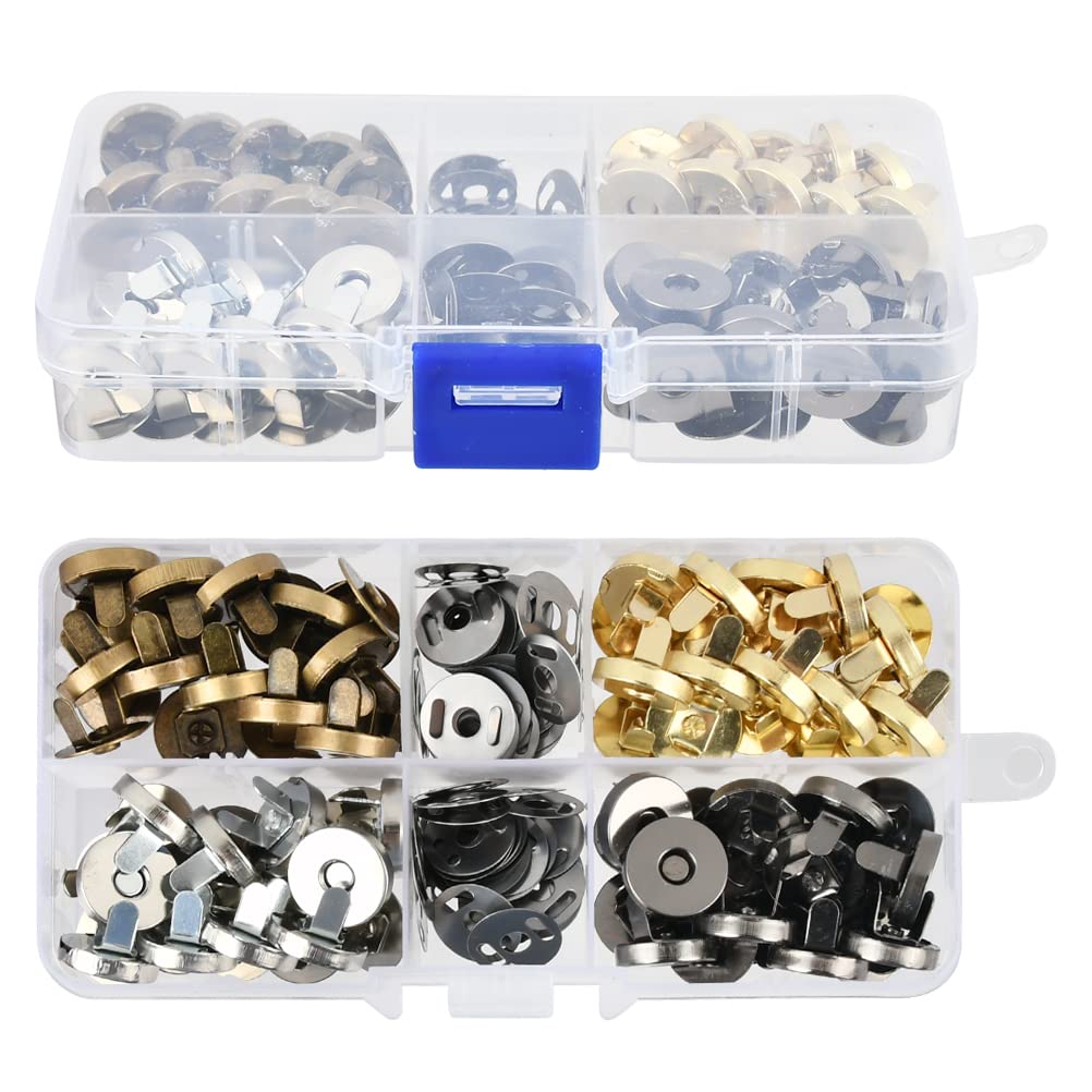 Supvox Magnetic Snap Buckle Buttons for Handbags and Purses featuring Secure Magnetic Closure | 4‑Color Pack of 40