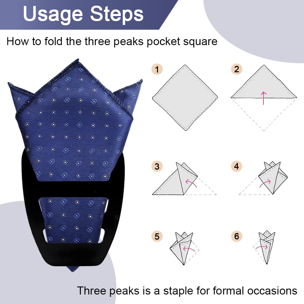 GUSTAVE Slim Pocket Square Holder for Men with Hidden Retainer | Keeps Handkerchief Neat