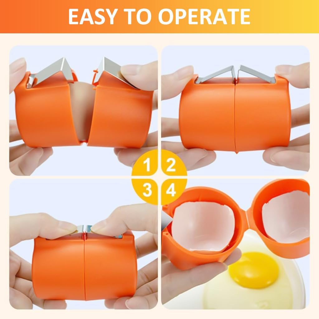 HASTHIP Egg Cracker Tool for Easy Egg Opening with Dual Hemispheric Chambers | 3pc Set